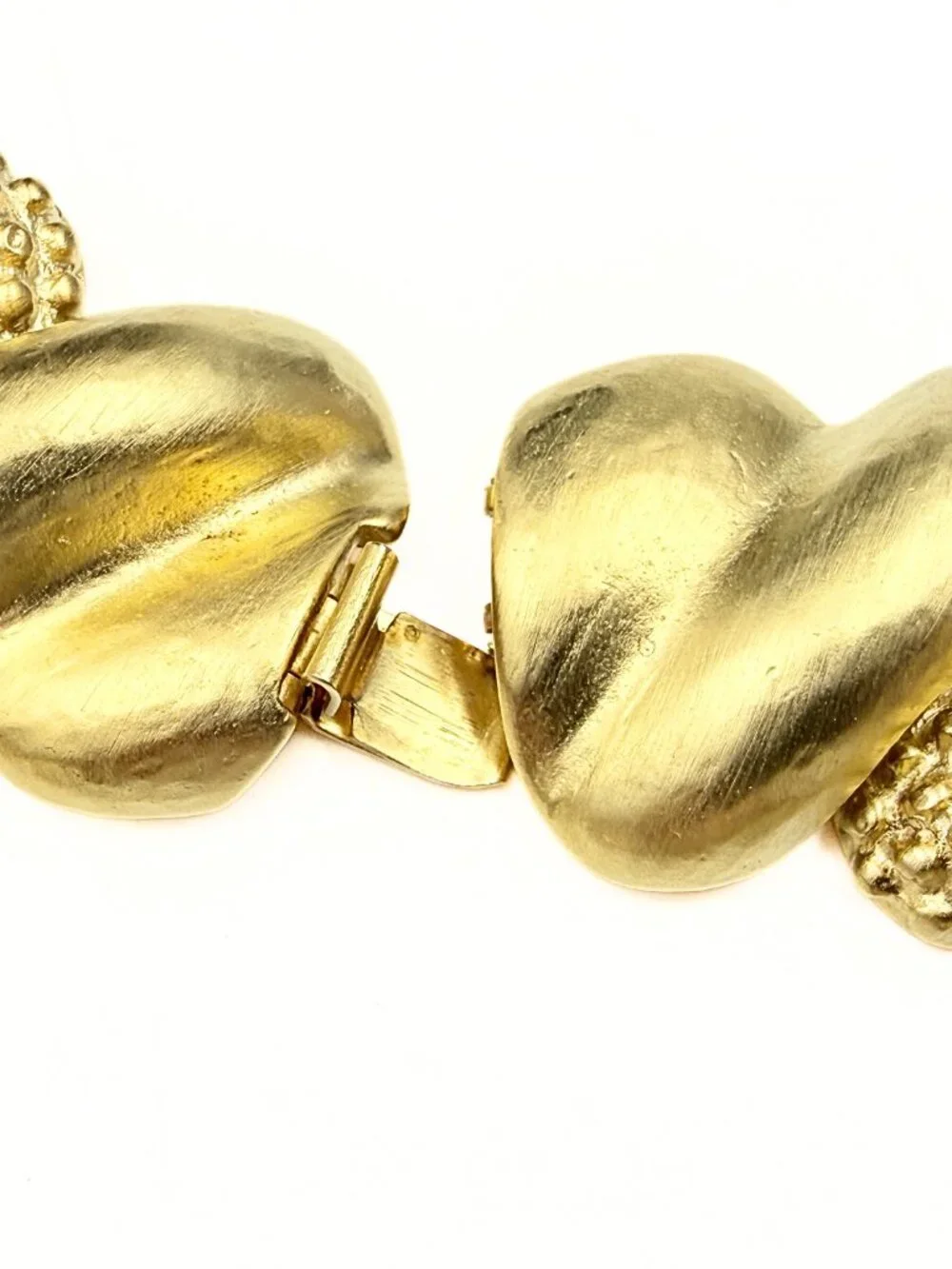 Stunning Signed Textured Gold Plate Modernist Byzantine Collar Necklace